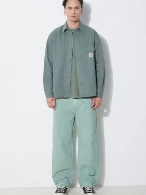 Carhartt WIP kurtka koszulowa bawełniana Reno Shirt Jac kolor zielony przejściowa I031447.1YFGD