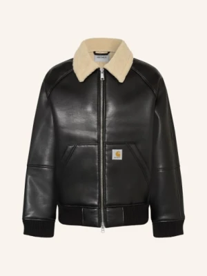 Carhartt Wip Kurtka Shepton W Stylu Skórzanym Z Sztucznym Futrem schwarz