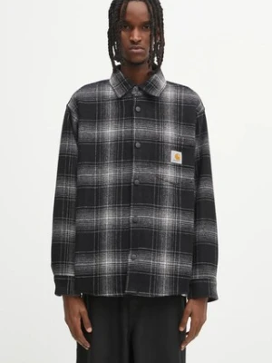 Carhartt WIP kurtka z dodatkiem wełny Brennan Shirt Jac kolor szary przejściowa I035324.34JXX