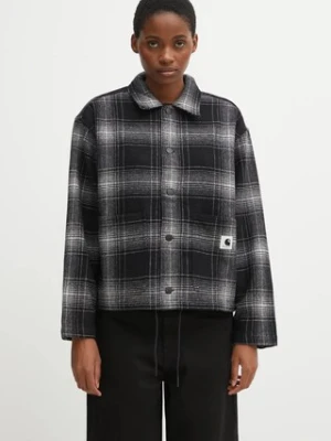 Carhartt WIP kurtka z dodatkiem wełny W' Brennan Shirt Jac kolor szary przejściowa I035519.34JXX