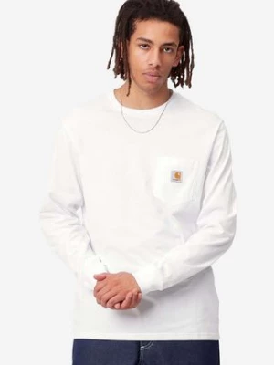 Carhartt WIP longsleeve bawełniany AMMONITE L/S Pocket T-Shirt kolor biały gładki I030437-WHITE