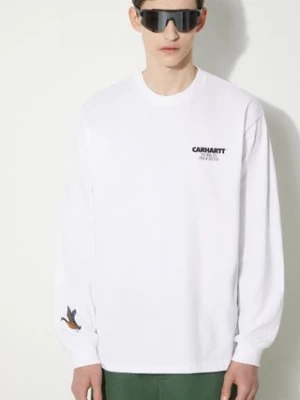 Carhartt WIP longsleeve bawełniany Ducks kolor biały z nadrukiem I033663.02XX