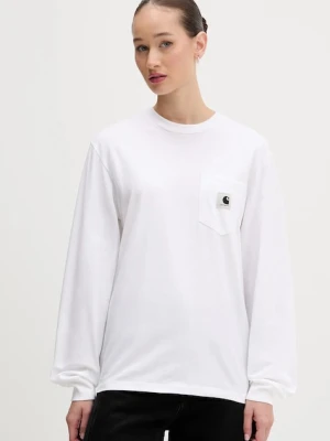 Carhartt WIP longsleeve bawełniany kolor biały