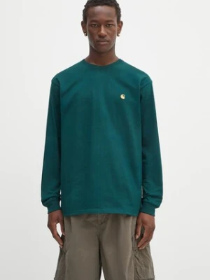 Carhartt WIP longsleeve bawełniany L/S Chase kolor zielony gładki I026392.30YXX