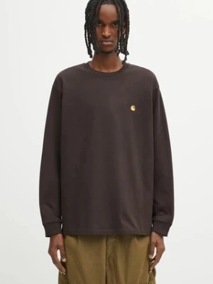 Carhartt WIP longsleeve bawełniany L/S Chase T-Shirt kolor brązowy gładki I026392.00WXX