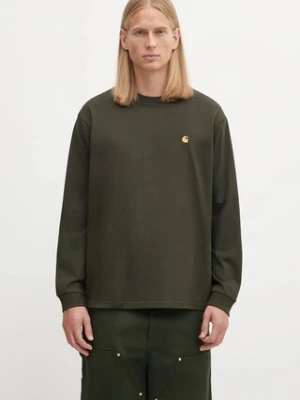 Carhartt WIP longsleeve bawełniany L/S Chase T-Shirt kolor zielony gładki I026392.3CBXX