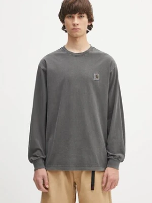 Carhartt WIP longsleeve bawełniany L/S Nelson T-Shirt kolor szary gładki I029949.87GD.