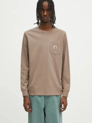 Carhartt WIP longsleeve bawełniany L/S Pocket T-Shirt kolor brązowy gładki I030437.1YJXX