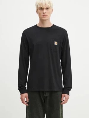 Carhartt WIP longsleeve bawełniany L/S Pocket T-Shirt kolor czarny gładki I030437.BLACK-BLACK