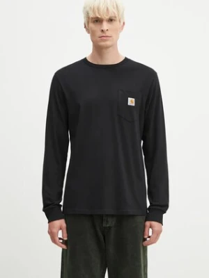 Carhartt WIP longsleeve bawełniany L/S Pocket T-Shirt kolor czarny gładki I030437.BLACK-BLACK