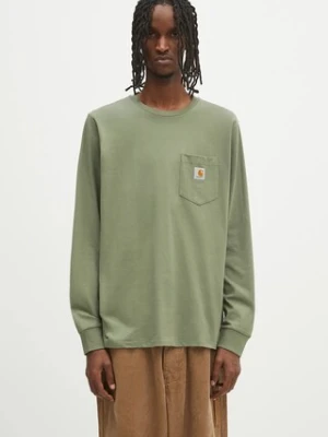 Carhartt WIP longsleeve bawełniany L/S Pocket T-Shirt kolor zielony gładki I030437.667XX