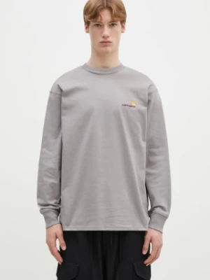 Carhartt WIP longsleeve bawełniany Longsleeve American Script kolor szary gładki I029955.2LRXX