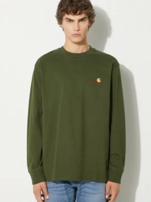 Carhartt WIP longsleeve bawełniany Longsleeve American Script kolor zielony gładki I029955.2BRXX