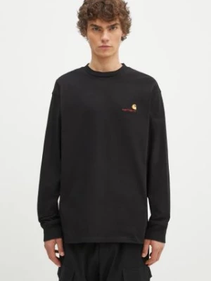 Carhartt WIP longsleeve bawełniany Longsleeve American Script T-Shirt kolor czarny gładki I029955.BLACK-BLACK