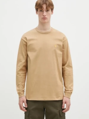 Carhartt WIP longsleeve bawełniany Longsleeve Chase kolor beżowy gładki I026392.2N1XX