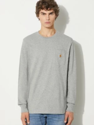 Carhartt WIP longsleeve bawełniany Longsleeve Pocket kolor szary melanżowy I030437.V6XX