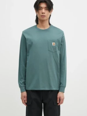 Carhartt WIP longsleeve bawełniany Longsleeve Pocket kolor zielony z aplikacją I030437.2M2XX