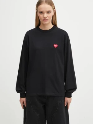 Carhartt WIP longsleeve bawełniany W' L/S Heart Patch T-Shirt kolor czarny I035469.1V2XX