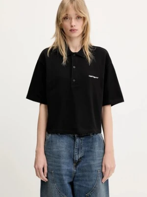 Carhartt WIP polo bawełniane S/S Carhartt Script Polo TS damski kolor czarny I034553