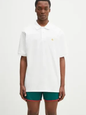 Carhartt WIP polo bawełniane S/S Chase Pique Polo męski kolor biały gładki I023807.00RXX