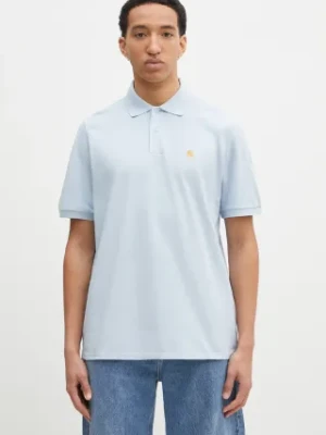 Carhartt WIP polo bawełniane S/S Chase Pique Polo męski kolor niebieski gładki I023807.2VLXX