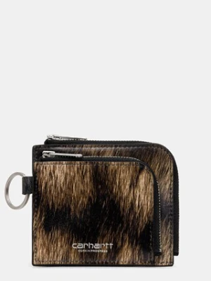 Carhartt WIP portfel skórzany Double Vegas Zip Wallet kolor brązowy I033802.3BYXX