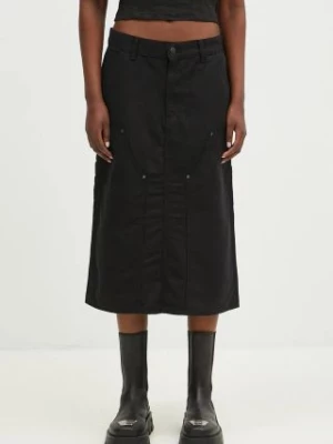 Carhartt WIP spódnica bawełniana Double Knee Skirt kolor czarny midi prosta I033773.8902