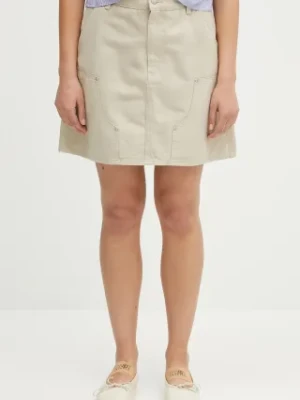 Carhartt WIP spódnica bawełniana Maeve Double Knee Skirt kolor beżowy mini prosta I034836