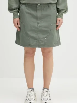 Carhartt WIP spódnica jeansowa Maeve Double Knee Skirt kolor zielony midi prosta I034836