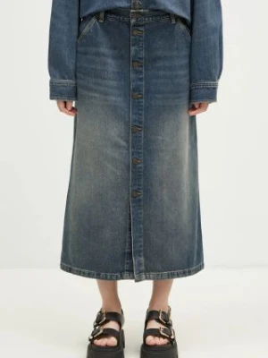 Carhartt WIP spódnica jeansowa Marvin Skirt kolor niebieski midi prosta I034647.014Q