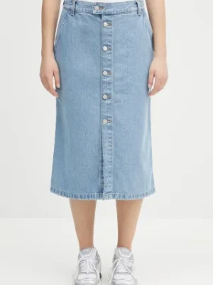 Carhartt WIP spódnica jeansowa W' Colby Skirt kolor niebieski midi prosta I033334.112