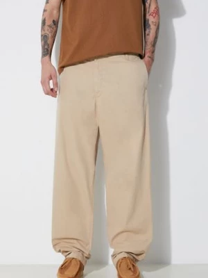 Carhartt WIP spodnie bawełniane Calder Pant kolor beżowy w fasonie chinos I033128.G1GD