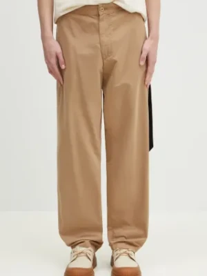 Carhartt WIP spodnie bawełniane Calder Pant męskie kolor beżowy proste I033128.8YGD