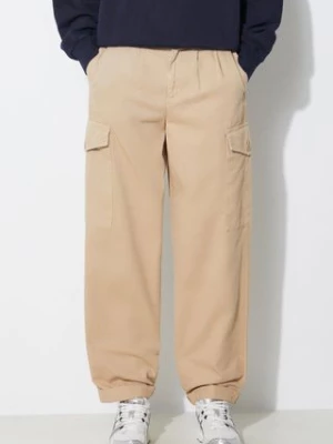 Carhartt WIP spodnie bawełniane Collins Pant kolor beżowy fason cargo high waist I029789.1YAGD