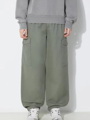 Carhartt WIP spodnie bawełniane Collins Pant kolor zielony szerokie high waist I029789.1YFGD