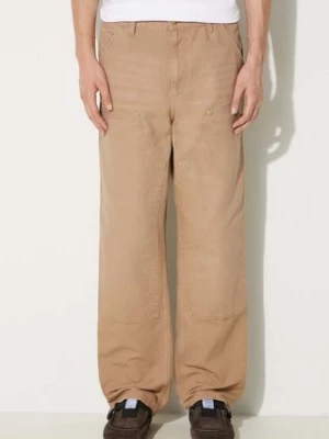 Carhartt WIP spodnie bawełniane Double Knee Pant kolor beżowy proste I031501.2FS3K