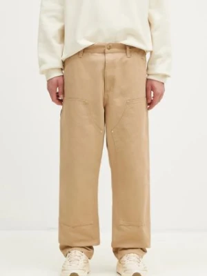 Carhartt WIP spodnie bawełniane Double Knee Pant kolor brązowy proste I031501.700