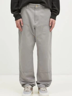 Carhartt WIP spodnie bawełniane Double Knee Pant kolor szary proste I031501.2LR02