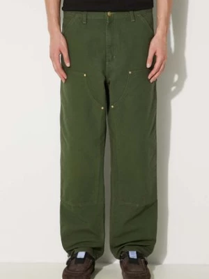 Carhartt WIP spodnie bawełniane Double Knee Pant kolor zielony proste I031501.2BR02