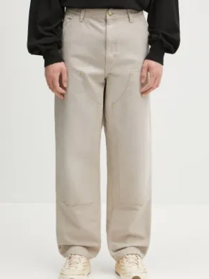 Carhartt WIP spodnie bawełniane Double Knee Pant męskie kolor beżowy proste I034796.2OR4O