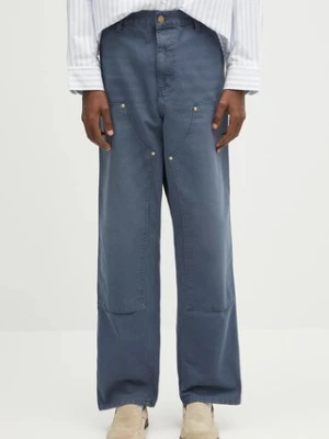 Carhartt WIP spodnie bawełniane Double Knee Pant męskie kolor niebieski proste I034796.2OT4O