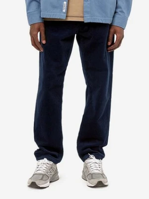 Carhartt WIP spodnie bawełniane kolor granatowy proste
