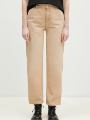 Carhartt WIP spodnie bawełniane Pierce Pant Straight kolor beżowy fason cargo high waist I034323.07E4O