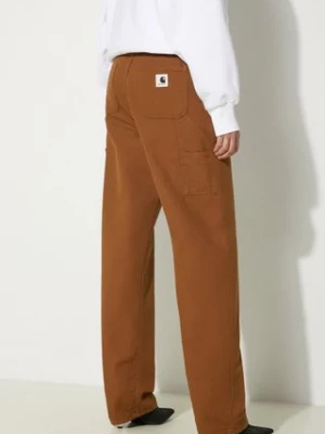 Carhartt WIP spodnie bawełniane Pierce Pant Straight kolor brązowy proste medium waist I032966.HZ02