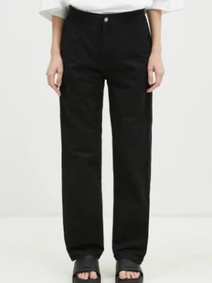 Carhartt WIP spodnie bawełniane Pierce Pant Straight kolor czarny szerokie high waist I026588.89GD