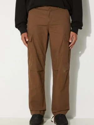 Carhartt WIP spodnie bawełniane Regular Cargo Pant kolor brązowy proste I032467.2Y02