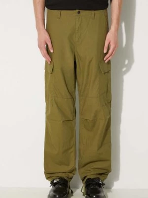 Carhartt WIP spodnie bawełniane Regular Cargo Pant kolor zielony w fasonie cargo I032467.2BQ02