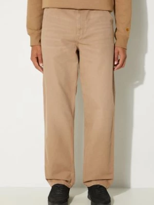 Carhartt WIP spodnie bawełniane Single Knee Pant kolor beżowy proste I031497.2FS3K