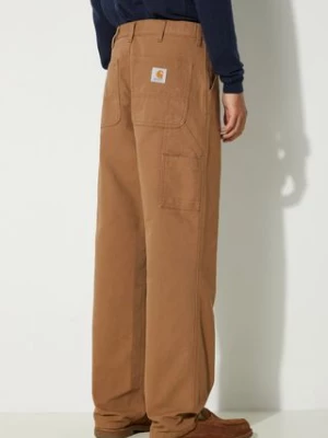 Carhartt WIP spodnie bawełniane Single Knee Pant kolor brązowy proste I031497.HZ02