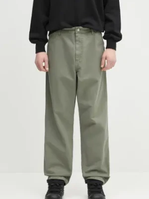 Carhartt WIP spodnie bawełniane Single Knee Pant męskie kolor zielony proste I031499.1YFGD